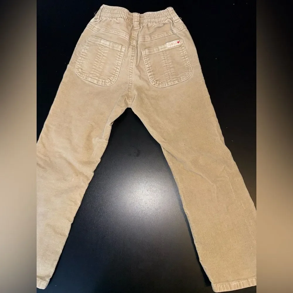 OshKosh B’Gosh VTG Toddler Girl Khaki Velvety  floral Embroidered  Pants 4T GUC